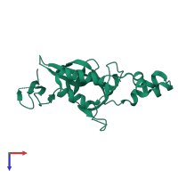 PDB entry 2fl7 coloured by chain, top view.