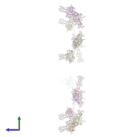 PDB entry 2fl9 coloured by chain, side view.