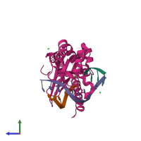 PDB entry 2flc coloured by chain, side view.