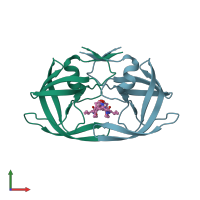 PDB entry 2fle coloured by chain, front view.