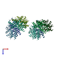 PDB entry 2flf coloured by chain, top view.