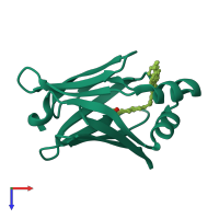 PDB entry 2flj coloured by chain, ensemble of 25 models, top view.