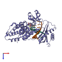 PDB entry 2fll coloured by chain, top view.