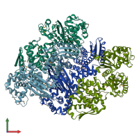 PDB entry 2flo coloured by chain, front view.