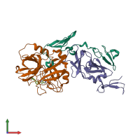 PDB entry 2flr coloured by chain, front view.