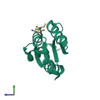 PDB entry 2fls coloured by chain, side view.