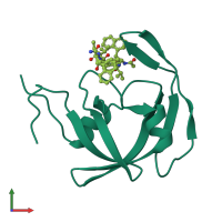 PDB entry 2fmb coloured by chain, front view.