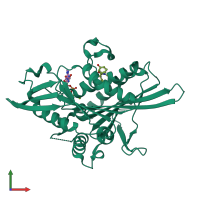 Monomeric assembly 2 of PDB entry 2fme coloured by chemically distinct molecules, front view.