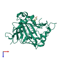 PDB entry 2fmg coloured by chain, top view.