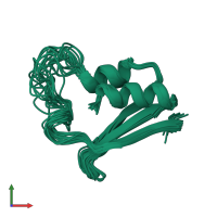 PDB entry 2fmr coloured by chain, ensemble of 18 models, front view.