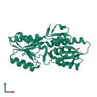 PDB entry 2fn8 coloured by chain, front view.