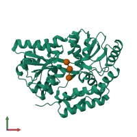 PDB entry 2fnc coloured by chain, front view.