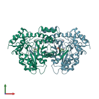 PDB entry 2fni coloured by chain, front view.