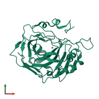 PDB entry 2fnn coloured by chain, front view.