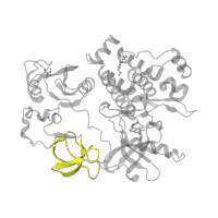 The deposited structure of PDB entry 2fo0 contains 1 copy of Pfam domain PF00018 (SH3 domain) in Tyrosine-protein kinase ABL1. Showing 1 copy in chain A.