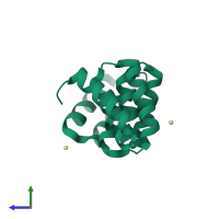 PDB entry 2fo7 coloured by chain, side view.