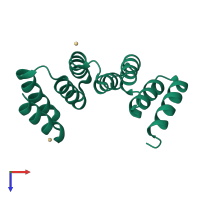 PDB entry 2fo7 coloured by chain, top view.