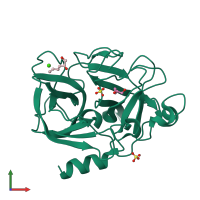 PDB entry 2foe coloured by chain, front view.