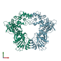 PDB entry 2fok coloured by chain, front view.