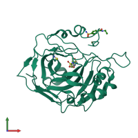 PDB entry 2fos coloured by chain, front view.