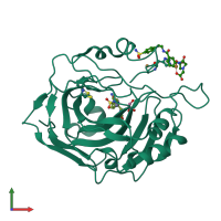 PDB entry 2fou coloured by chain, front view.