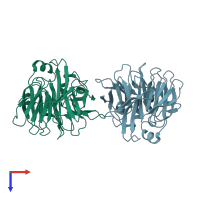 PDB entry 2fp8 coloured by chain, top view.