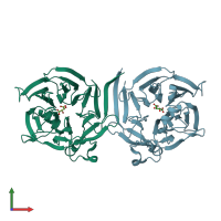 PDB entry 2fp9 coloured by chain, front view.