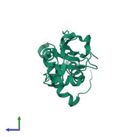 PDB entry 2fph coloured by chain, side view.