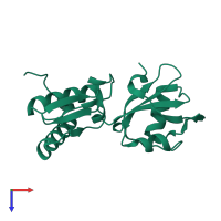 PDB entry 2fph coloured by chain, top view.