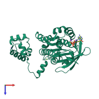 PDB entry 2fpm coloured by chain, top view.