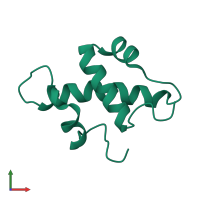 PDB entry 2fq3 coloured by chain, front view.