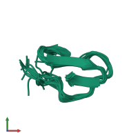 PDB entry 2fqa coloured by chain, ensemble of 20 models, front view.