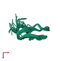 PDB entry 2fqa coloured by chain, ensemble of 20 models, top view.