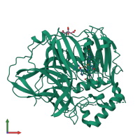 PDB entry 2fqf coloured by chain, front view.