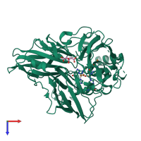 PDB entry 2fqf coloured by chain, top view.