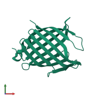 PDB entry 2fr2 coloured by chain, front view.