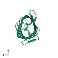 PDB entry 2fr2 coloured by chain, side view.