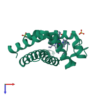 PDB entry 2frf coloured by chain, top view.