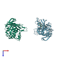 PDB entry 2fs4 coloured by chain, top view.