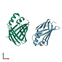 PDB entry 2fs6 coloured by chain, front view.