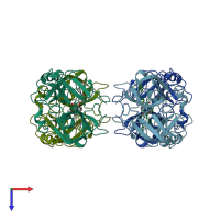 PDB entry 2fs8 coloured by chain, top view.