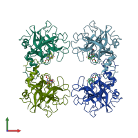 PDB entry 2fs9 coloured by chain, front view.