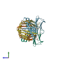 PDB entry 2fse coloured by chain, side view.