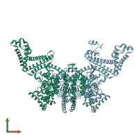 PDB entry 2fsf coloured by chain, front view.