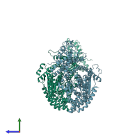 PDB entry 2fsf coloured by chain, side view.