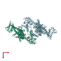 PDB entry 2fsg coloured by chain, top view.