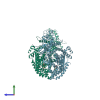 PDB entry 2fsi coloured by chain, side view.