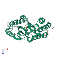 PDB entry 2fsq coloured by chain, top view.