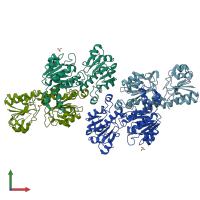 PDB entry 2fss coloured by chain, front view.