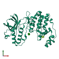 PDB entry 2fst coloured by chain, front view.